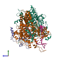 PDB entry 6t0w coloured by chain, side view.