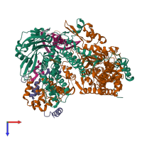 PDB entry 6t0w coloured by chain, top view.