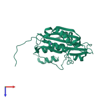 PDB entry 6t19 coloured by chain, top view.