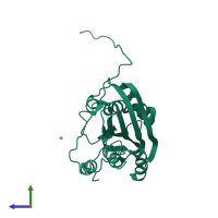 PDB entry 6t1a coloured by chain, side view.