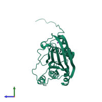 PDB entry 6t1c coloured by chain, side view.