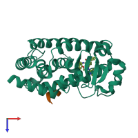 PDB entry 6t1v coloured by chain, top view.