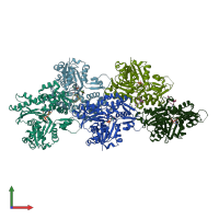 PDB entry 6t25 coloured by chain, front view.