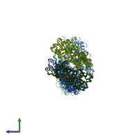 PDB entry 6t25 coloured by chain, side view.