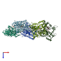 PDB entry 6t25 coloured by chain, top view.