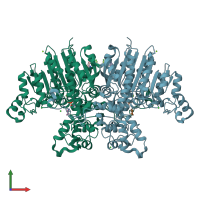 PDB entry 6t26 coloured by chain, front view.