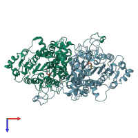 PDB entry 6t26 coloured by chain, top view.