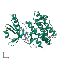 PDB entry 6t29 coloured by chain, front view.
