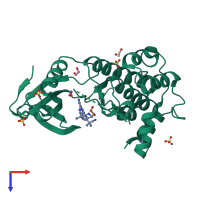 PDB entry 6t29 coloured by chain, top view.