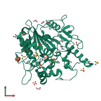 PDB entry 6t2h coloured by chain, front view.