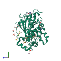 PDB entry 6t2h coloured by chain, side view.