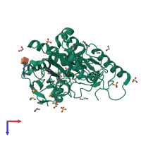 PDB entry 6t2h coloured by chain, top view.