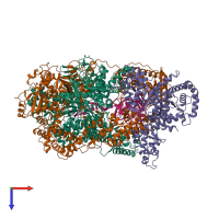 PDB entry 6t2v coloured by chain, top view.