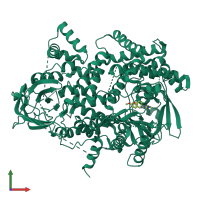 PDB entry 6t3b coloured by chain, front view.