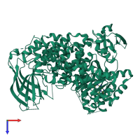 PDB entry 6t3b coloured by chain, top view.