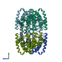 PDB entry 6t3t coloured by chain, side view.