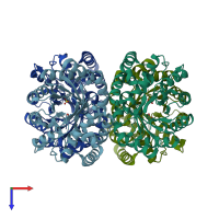 PDB entry 6t3t coloured by chain, top view.