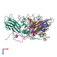 PDB entry 6t48 coloured by chain, top view.