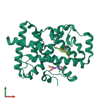 PDB entry 6t50 coloured by chain, front view.