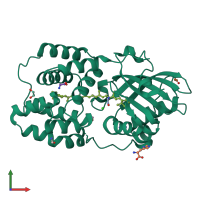 PDB entry 6t6k coloured by chain, front view.