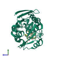 PDB entry 6t6z coloured by chain, side view.