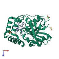 PDB entry 6t70 coloured by chain, top view.