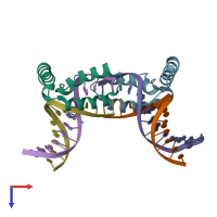 PDB entry 6t78 coloured by chain, top view.