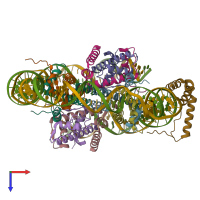 PDB entry 6t7a coloured by chain, top view.