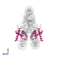 Histone H2B type 1-K in PDB entry 6t7a, assembly 1, side view.