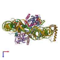 PDB entry 6t7b coloured by chain, top view.