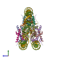 PDB entry 6t7c coloured by chain, side view.
