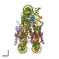 PDB entry 6t7d coloured by chain, side view.