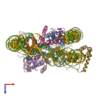 PDB entry 6t7d coloured by chain, top view.