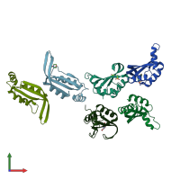 PDB entry 6t7e coloured by chain, front view.
