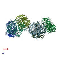 PDB entry 6t7g coloured by chain, top view.