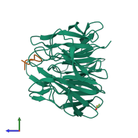 PDB entry 6t7v coloured by chain, side view.