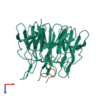 PDB entry 6t7v coloured by chain, top view.