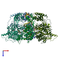 PDB entry 6t8b coloured by chain, top view.