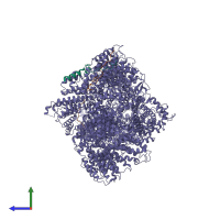 PDB entry 6t9j coloured by chain, side view.