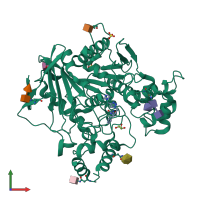 PDB entry 6t9s coloured by chain, front view.