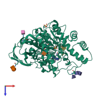 PDB entry 6t9s coloured by chain, top view.