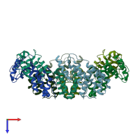 PDB entry 6tau coloured by chain, top view.