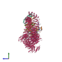 PDB entry 6tb4 coloured by chain, side view.