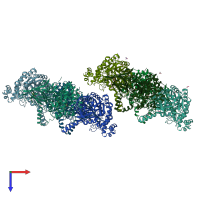 PDB entry 6tbf coloured by chain, top view.