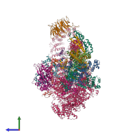 PDB entry 6tbm coloured by chain, side view.