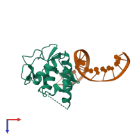 PDB entry 6tce coloured by chain, top view.