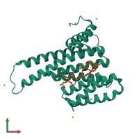 PDB entry 6tch coloured by chain, front view.