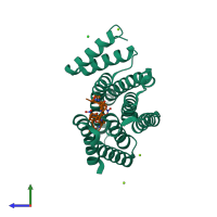 PDB entry 6tch coloured by chain, side view.