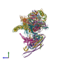 PDB entry 6tda coloured by chain, side view.