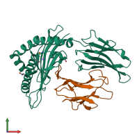 PDB entry 6tdp coloured by chain, front view.